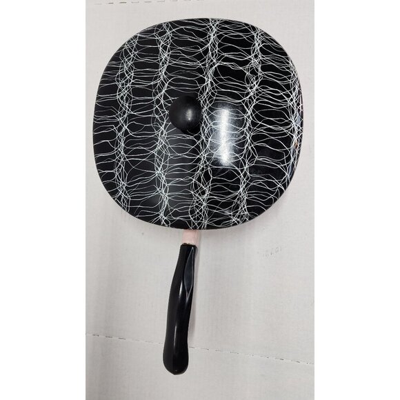 1950's Vintage Serendipity Spaghetti String Pink & Black Abstract Enamel Skillet - Picture 5 of 16